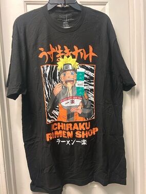 Ichiraku Ramen Shop Graphic Anime Tee - Black/Orange